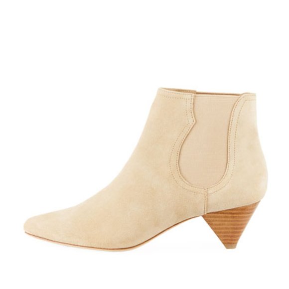 Joie Shoes - Joie Barleena Suede Cone-Heel Booties in Sand